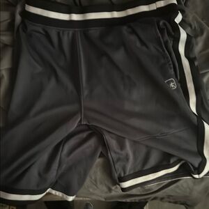 Black Athletic Shorts with White Stripe